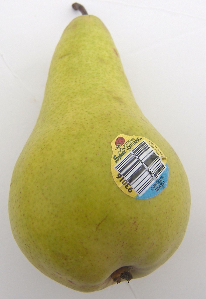 Up close of an Organic Concorde Pear