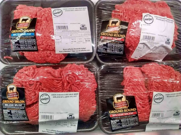 Packages of Certified Angus Ground Beef.