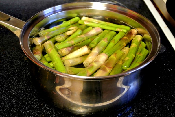 Asparagus Ends in a pot of water