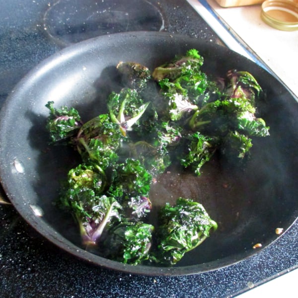 Kalettes in a frying pan