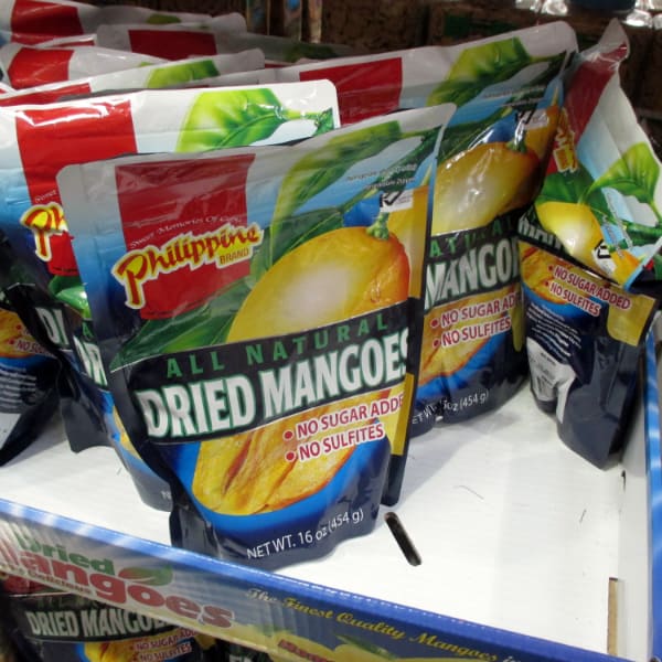 Philppine Brand Mangoes bags on display