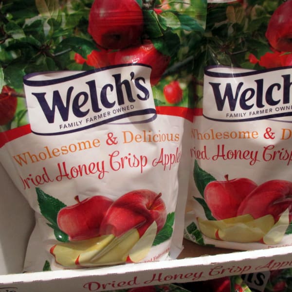 Welchs Dried Honeycrisp bags on display