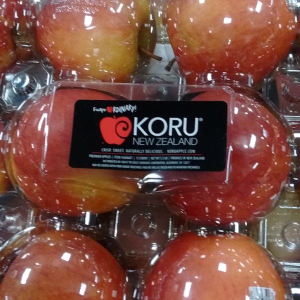 Koru apples that have been imported from New Zealand