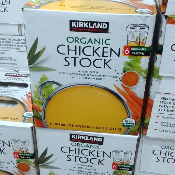 Inside this box is resealable containers of organic chicken stock.