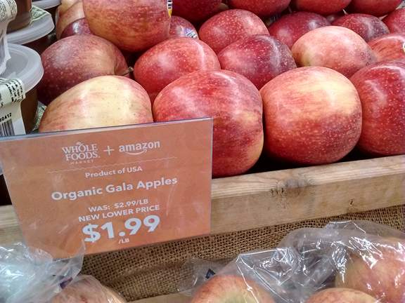 Organic Gala apples on display at Whole Foods Market