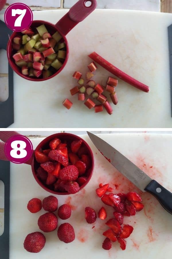 Diced rhubarb and strawberries