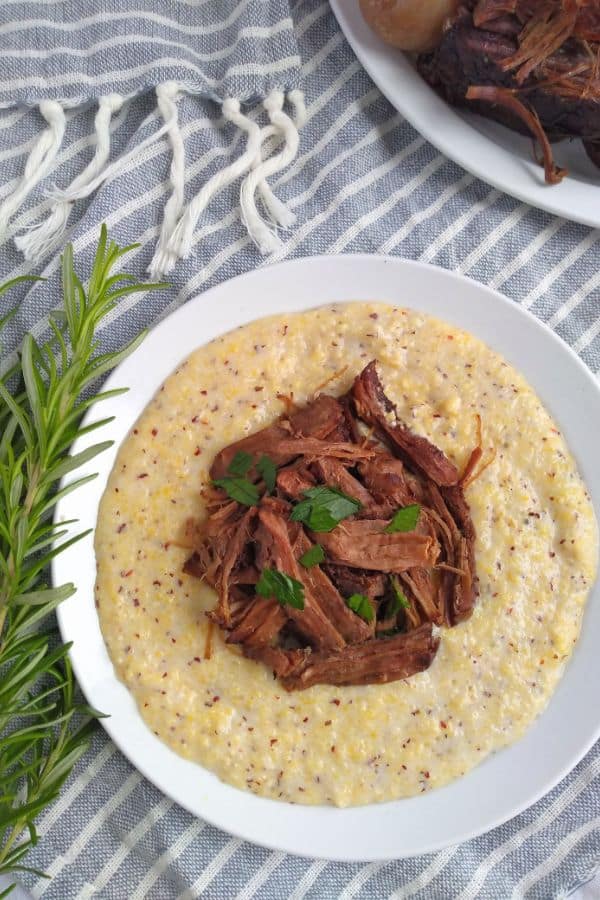 Bison Chuck Roast Over Polenta/Grits