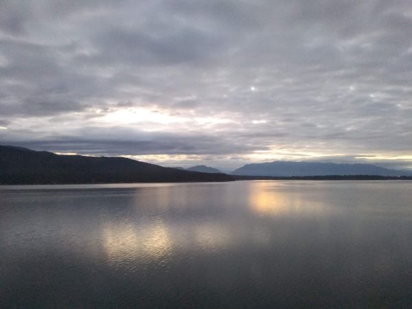 Sunrise over the water in Montana