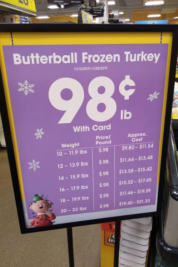Butterball turkey sign at Kroger