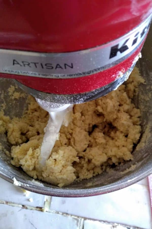 Cookie dough in stand mixer