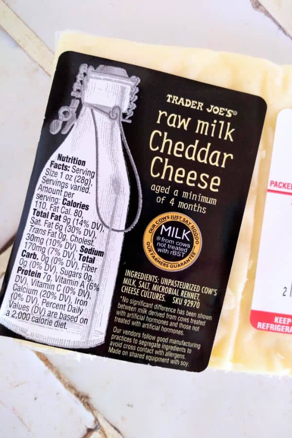 Trader Joe's Raw Milk Cheddar Cheese