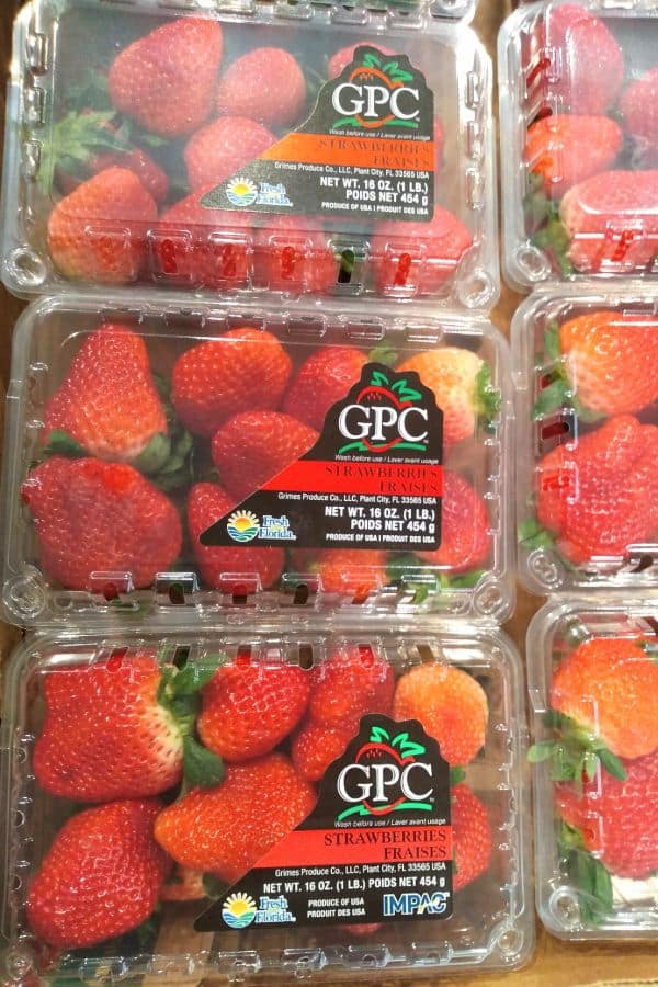 GPC Fresh from Florida strawberries in plastic containers.