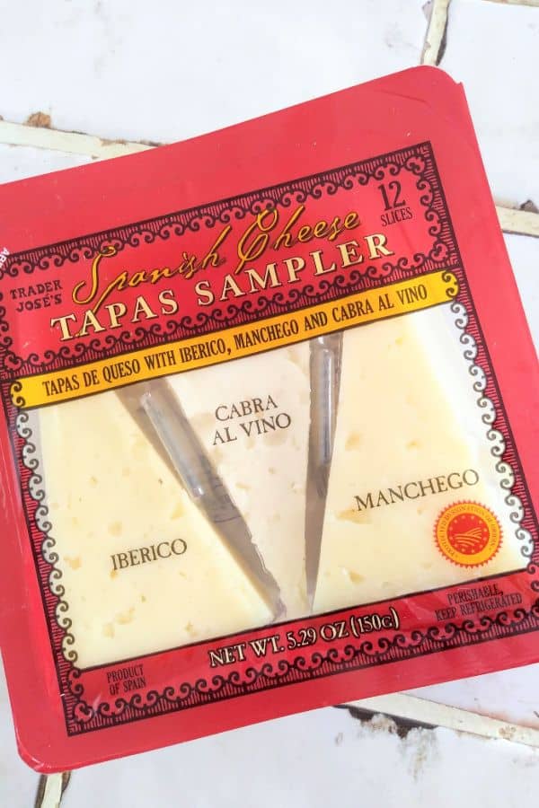 Trader Joe's Spanish Cheese Tapas Sampler in a red package.