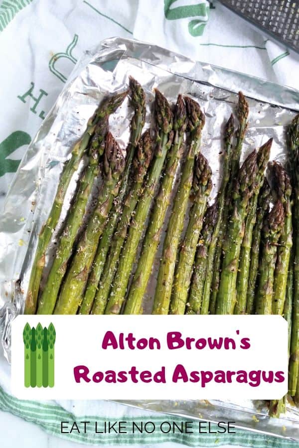 Alton Brown's Roasted Asparagus recipe made in a homemade foil pan