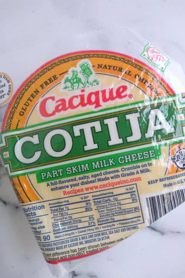 Cacique Cotija cheese package