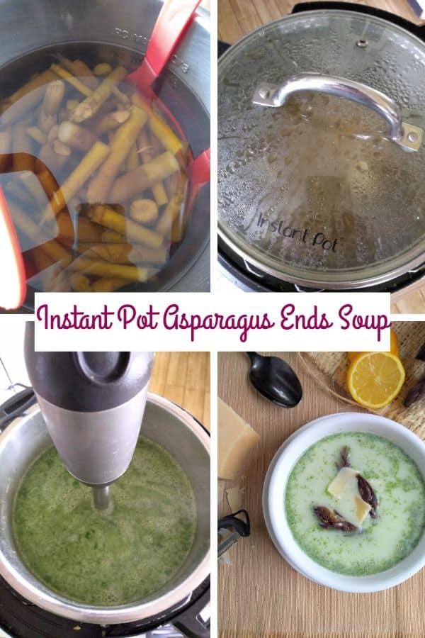 A collage showing how to cook the soup in the Instant Pot