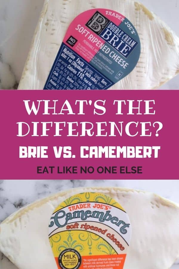 What's the Difference Between Brie and Camembert written in the middle with a picture of Brie on top and Camembert underneath