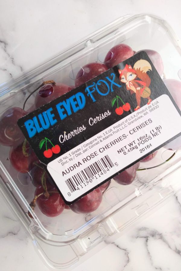 Audra Rose Cherries in a plastic container that from Blue Eyed Fox