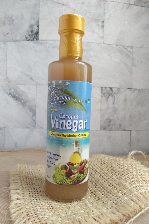 A bottle of Coconut Secret Raw Coconut Vinegar