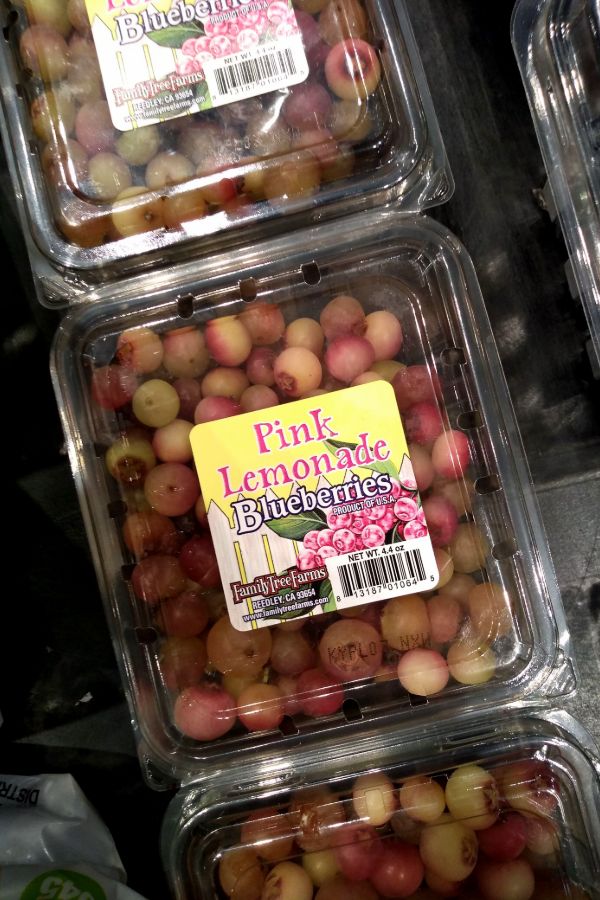 Pink Lemonade Blueberries in clamshell containers at the Fresh Market store 