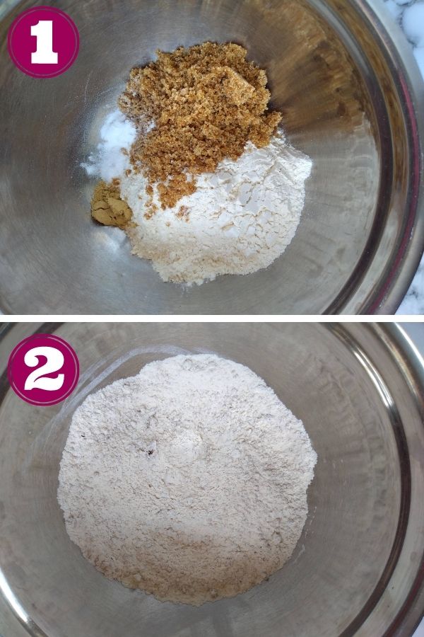 Step 1 photo - add all the dry ingredients into a mixing bowl
Step 2 photo - mix ingredients together