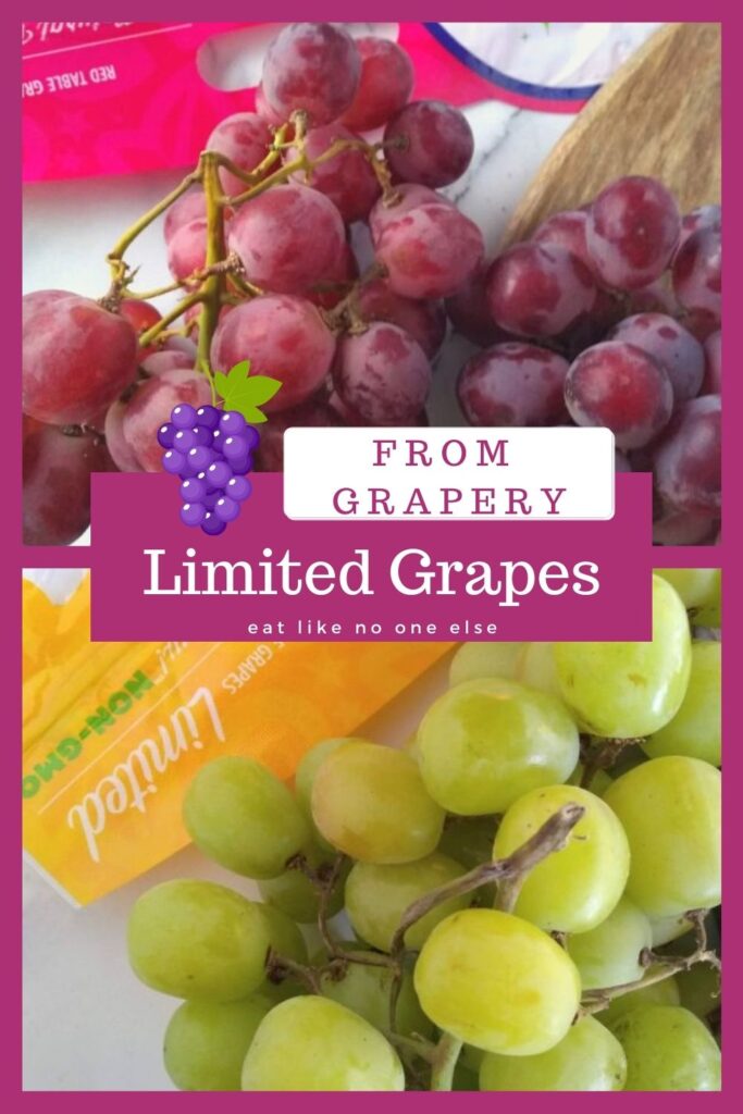 A collage of Grapery's limited grapes with red on top and green on the bottom.