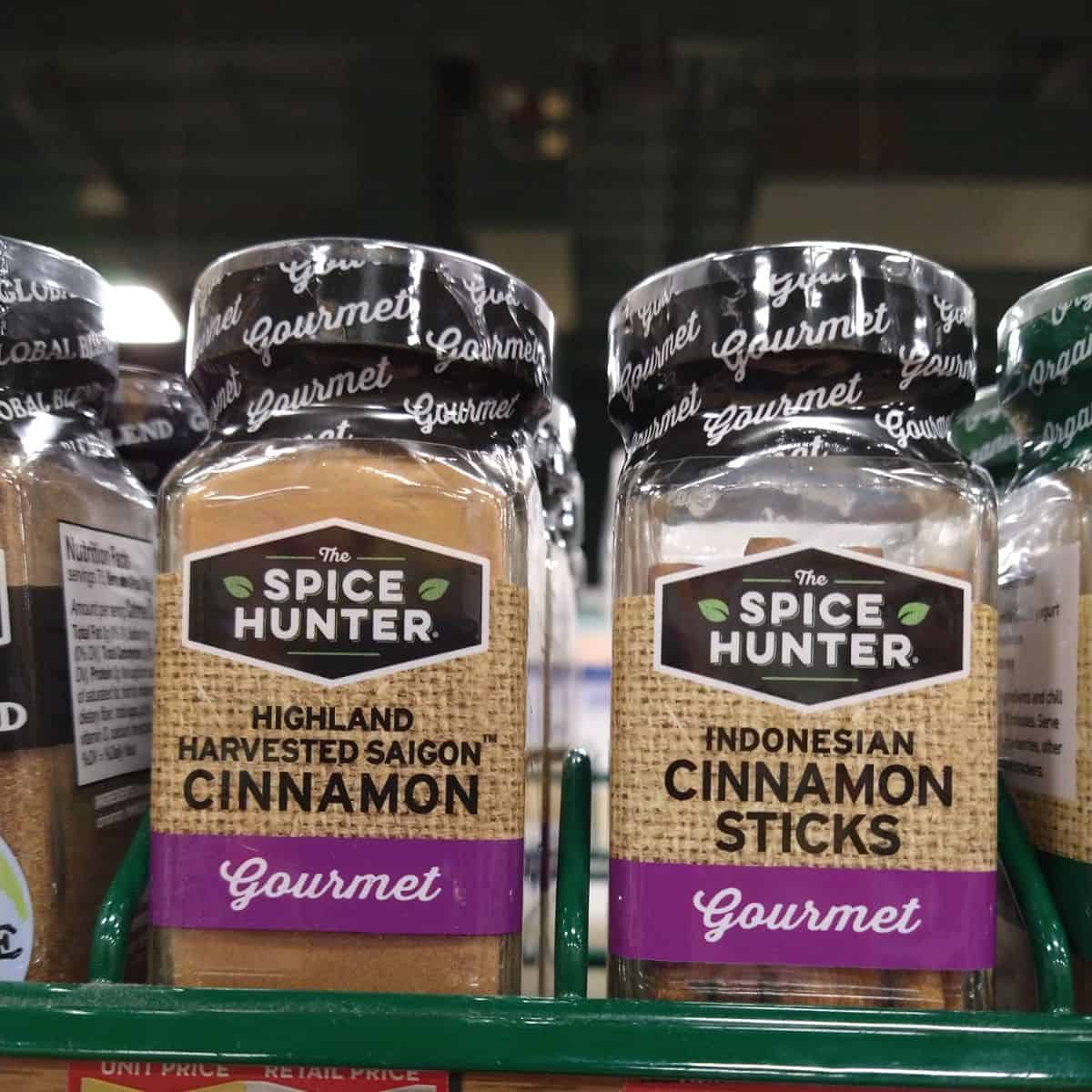 The Spice Hunter jars of Highland Harvested Saigon Cinnamon and Indonesian Cinnamon Sticks. 