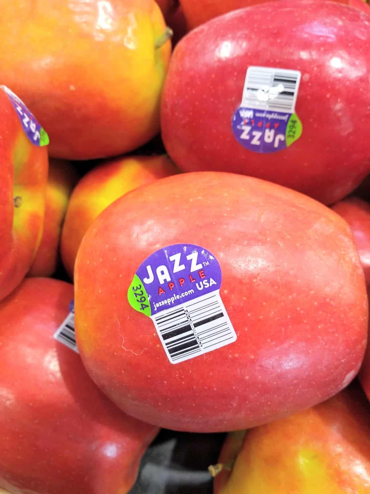 A display of Jazz apples at the store