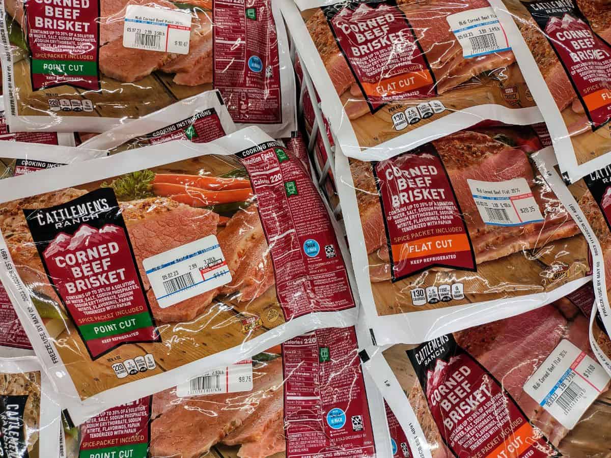 Cattlemen's Ranch Corned Beef Brisket in packages at ALDI