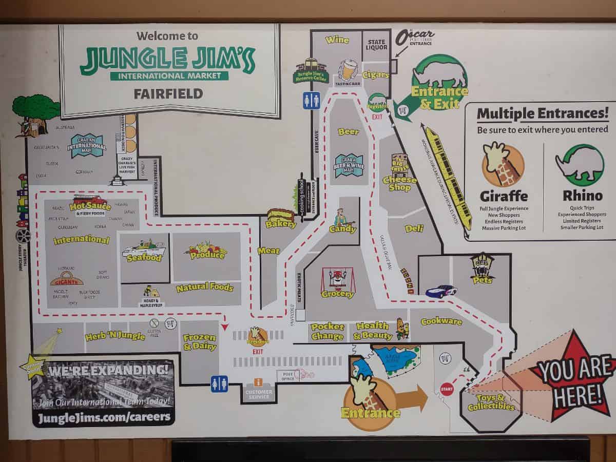A map of Jungle Jim's grocery store in Fairfield, Ohio.