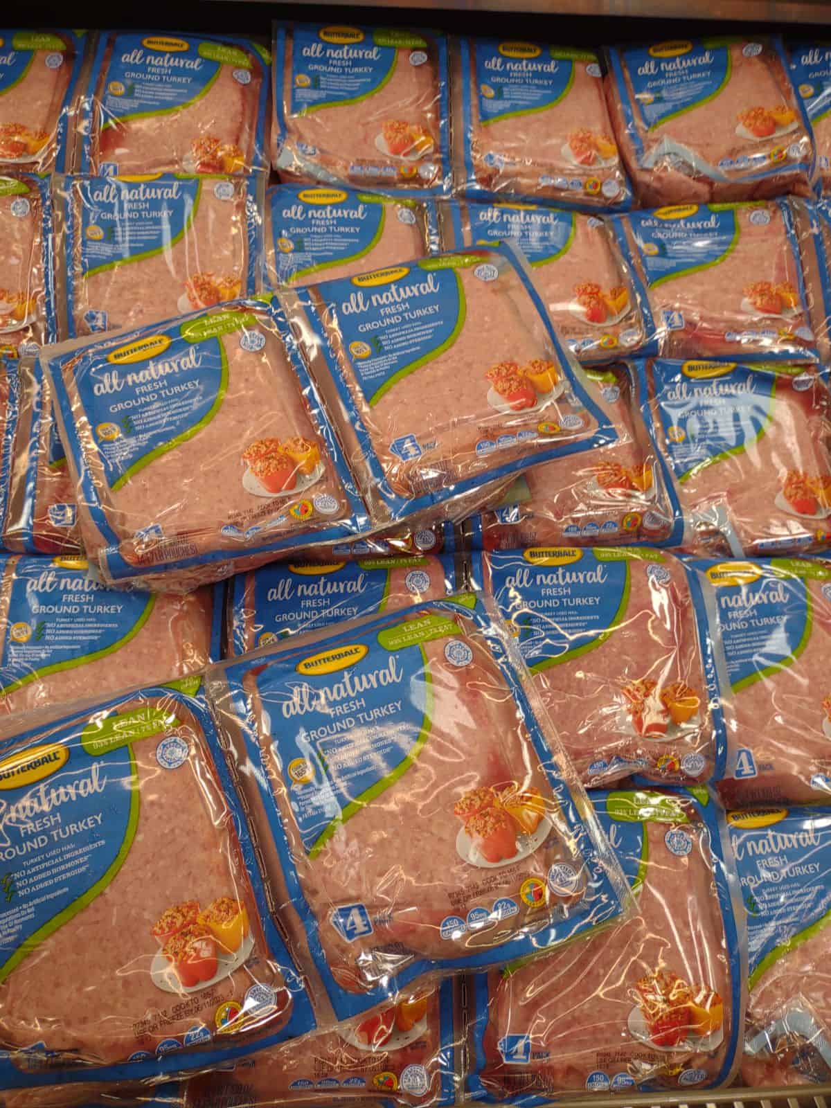 Packages of Butterball All natural Fresh Ground turkey