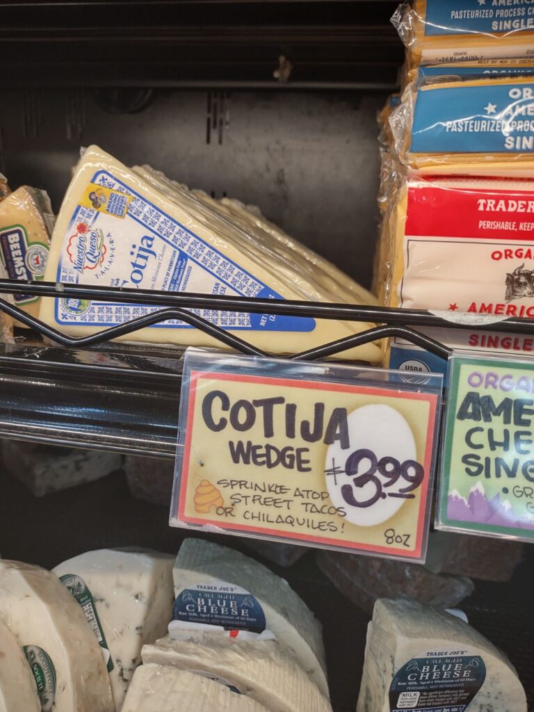 Wedges of Cotija cheese at Trader Joe's