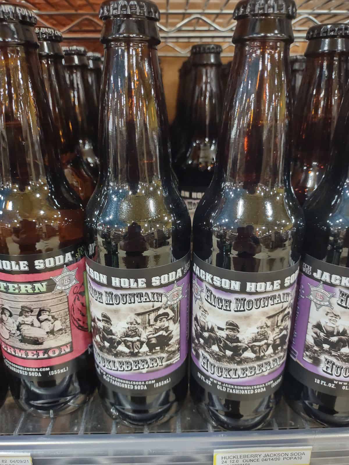 Bottles of Jackson Hole Soda High Mountain Huckleberry.