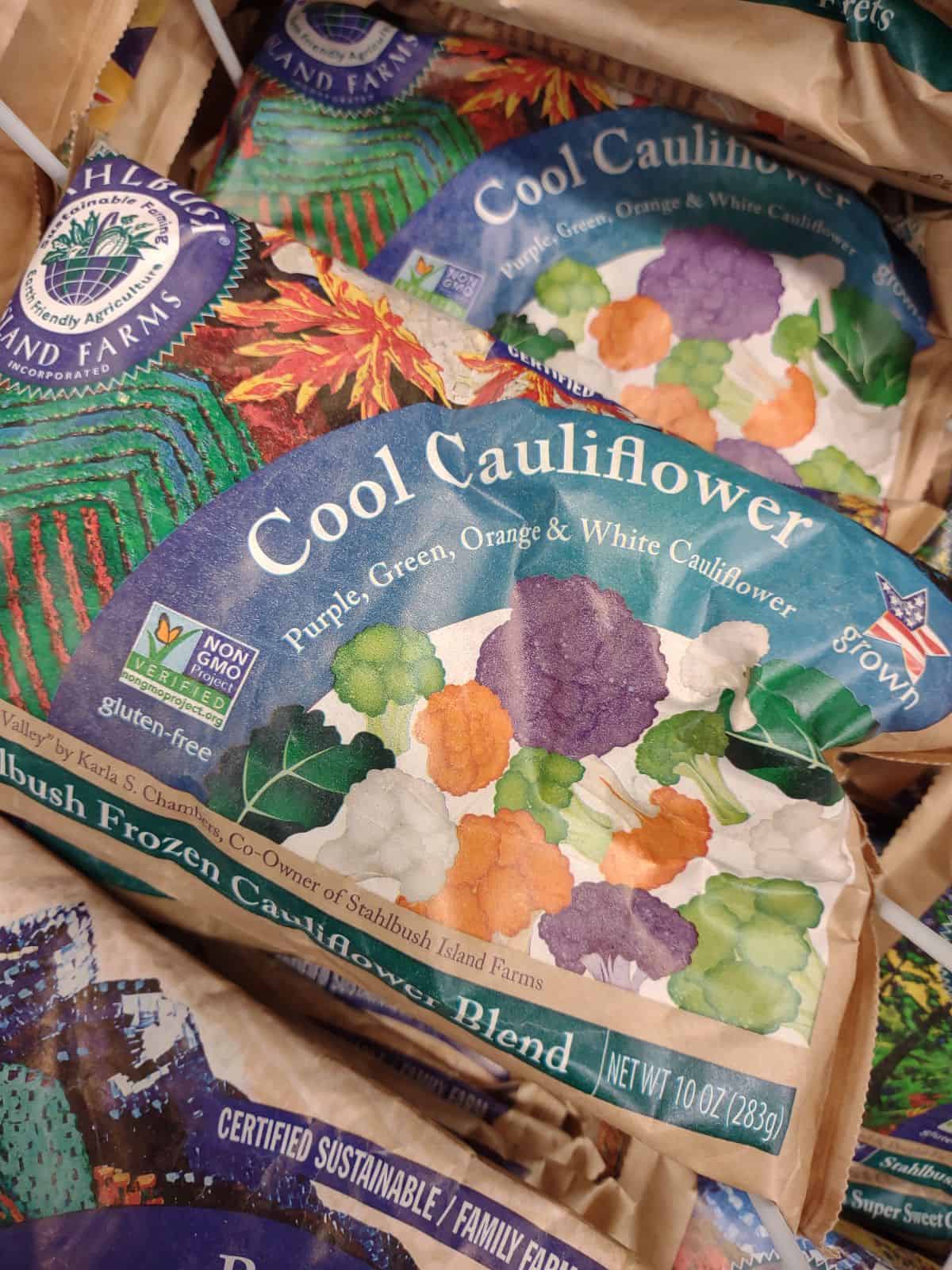 Stahlbush Island farms Cool Cauliflower in bags.