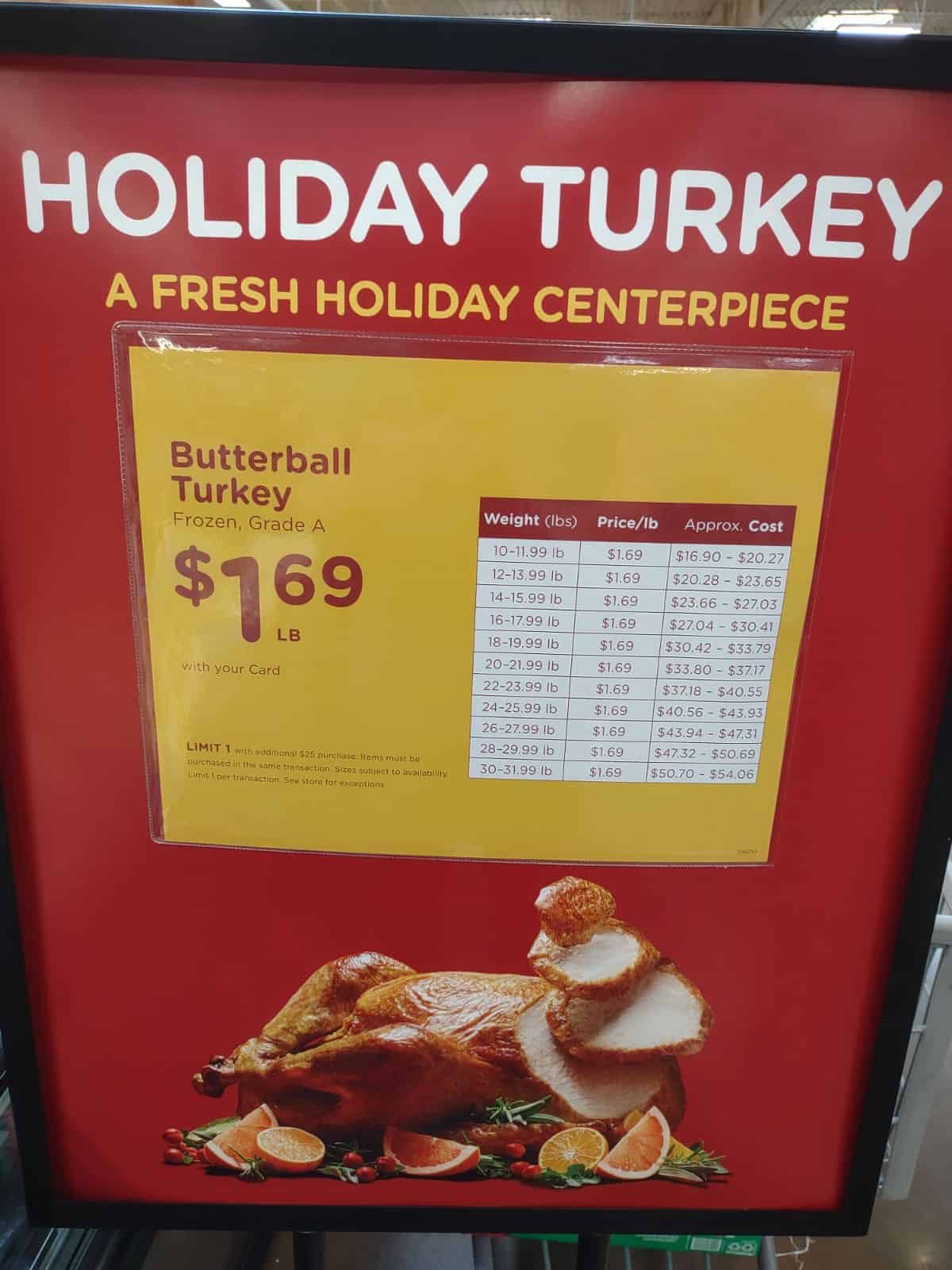 The Butterball turkey sign at a Smith's store in Springville, Utah.
