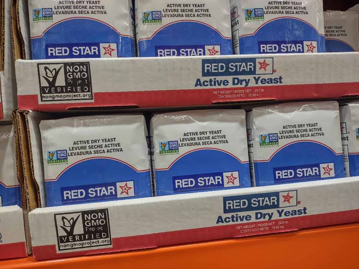 Display of Red Star Active Dry Yeast at a Costco store.