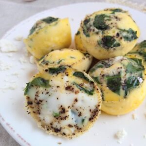 Spinach & Feta Egg Bites on a white plate