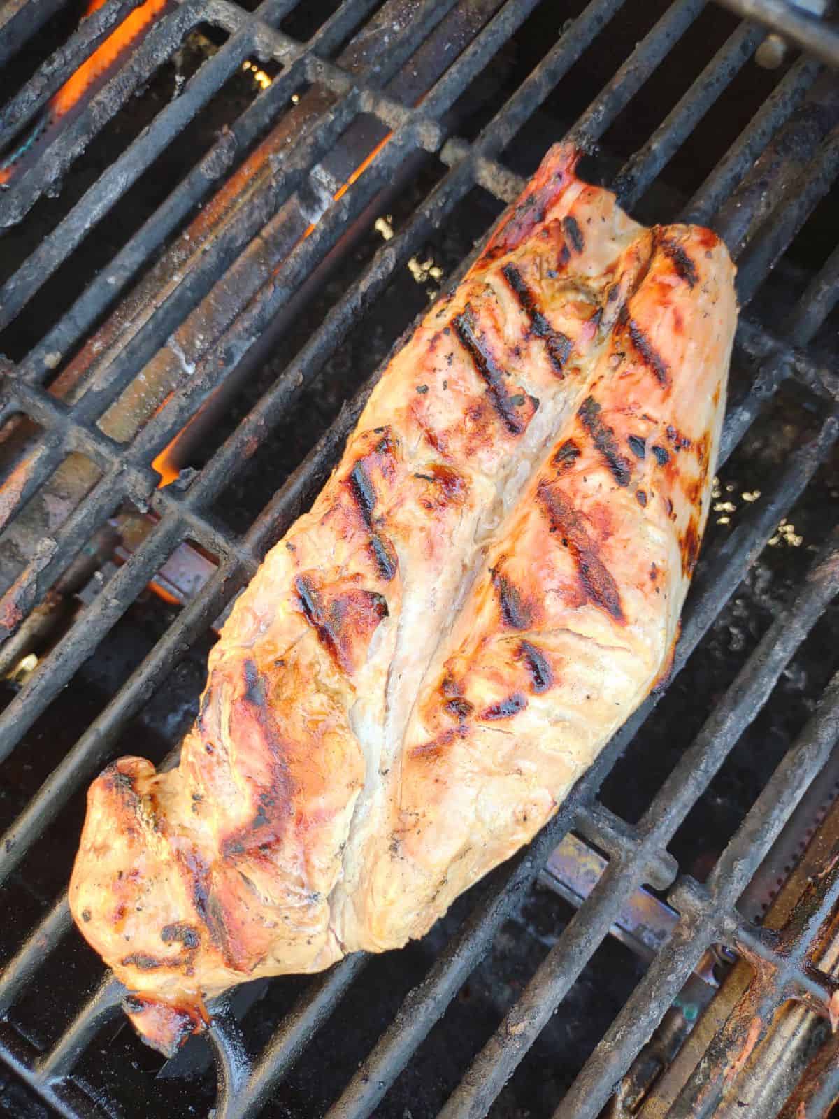 Butterflied Pork Tenderloin on the grill.