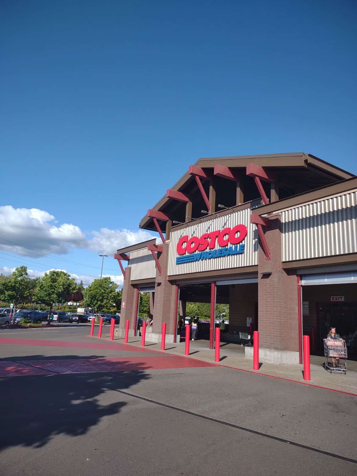 The store front of the Costco entrance in Wilsonville, Oregon.